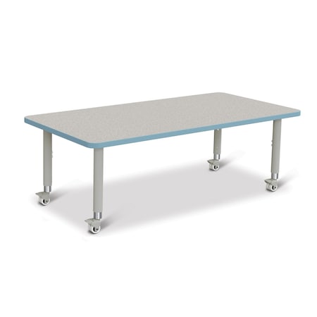Jonti-Craft Berries Rectangle Activity Table, 30 in. x 60 in., Mobile, Freckled Gray/Coastal Blue/Gray 6408JCM131